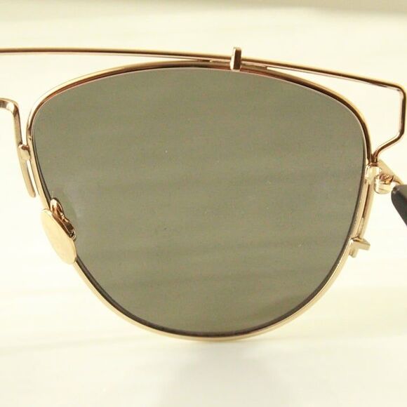 Christian Dior Gold & Black Sunglasses Aviator Style with Case & Card - Picture 8 of 8
